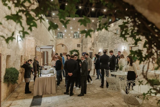Evening reception in a historic Puglian courtyard